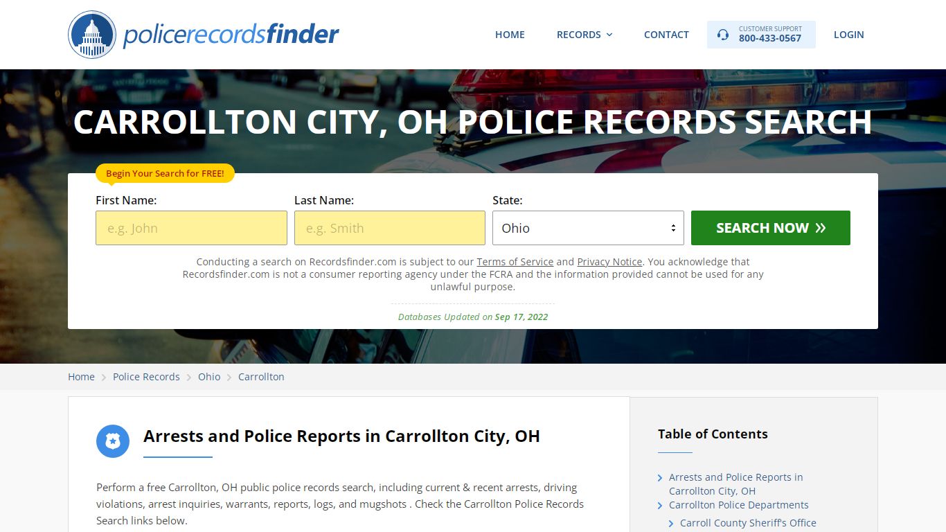 Carrollton, Pickens County, OH Police Reports & Police Department Records